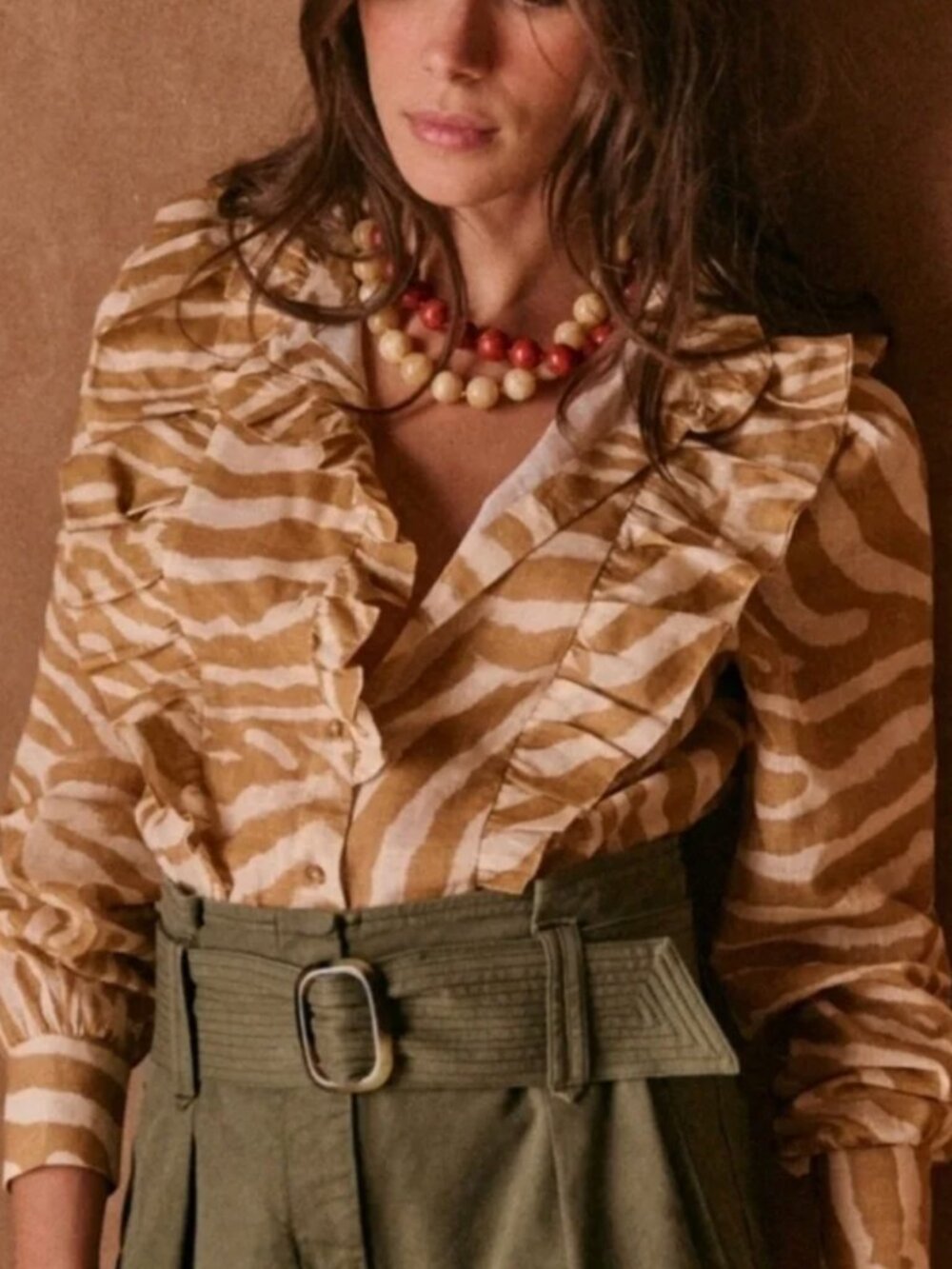 Sezane Chemise Jane Top in Zebra Print